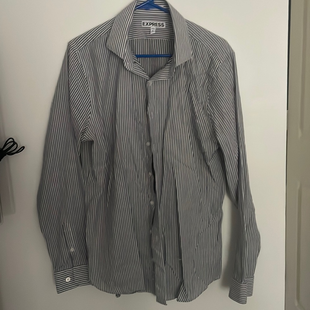 Striped Express Men's Long Sleeve Dress Shirt - Size Large